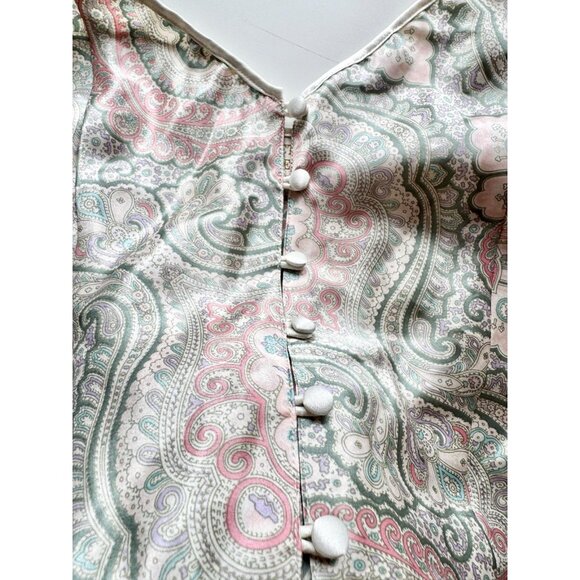 Vintage VICTORIA'S SECRET Paisley Satin Camisole Tap Pants Shorts Set, Size S - Picture 4 of 10
